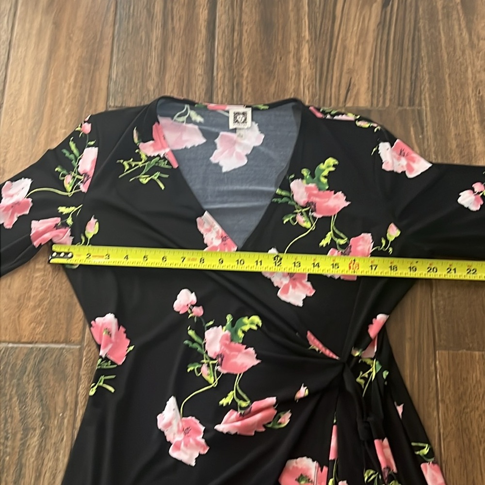 ANNE KLEIN … BLACK FLORAL PRINT DRESS ……452 - Picture 8 of 12